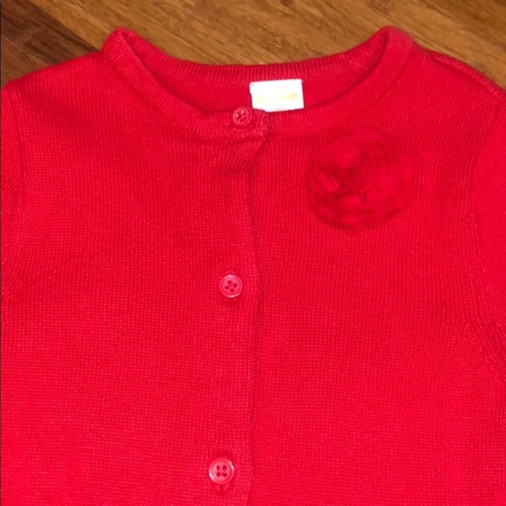 NWOT Gymboree girls red sweater and flower accent